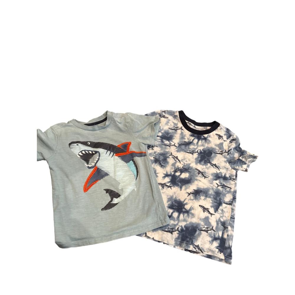Kids Headquarters Boys T-Shirt Bundle Size 6 Shark Graphic Tie-Dye Cotton Polyes